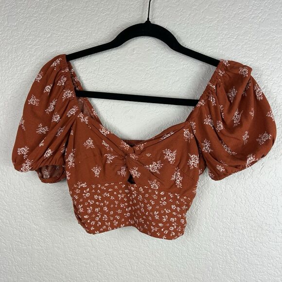 Altar'd State Rust Floral Crop Top - Picture 1 of 6